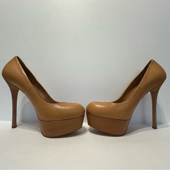 Alexander McQueen Chestnut Leather Platform Pumps 6” Heels IT 38 - Picture 4 of 11